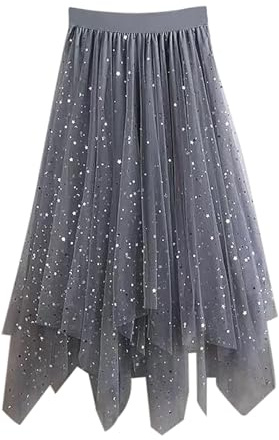Generico Gonna Invernale Corta, Tutu Ballerina Bambina Lunga con Paillettes A Stella per Bambine tutù con Paillettes A Tubino con Elastico in Vita E Strati Scintillanti