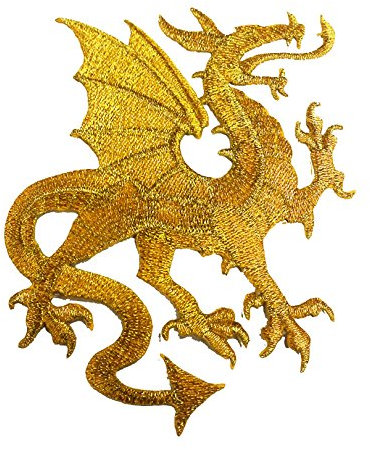 1 Applikation Wappen Drachen 14 x 11,5cm Farbe: Lurex-Gold vor226-1 re