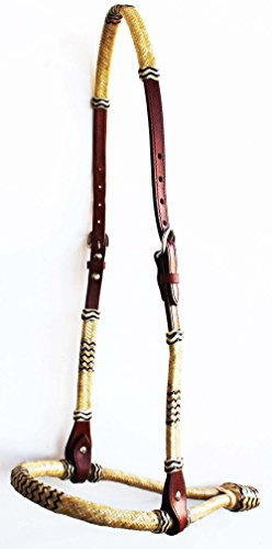 FERGRELM Horse Western Core Bosal Hackamore BITLESS Bridle Headstall Mecate 27902