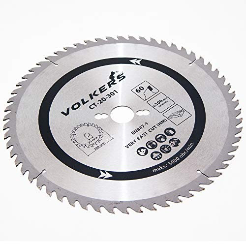 Hartmetall - Kreissägeblätter 300 x 30 mit 40, 60, 80, 120 Zähnen, Reduzierstücke: 25,4/20 / 16 mm (60 Zahnanzahl)