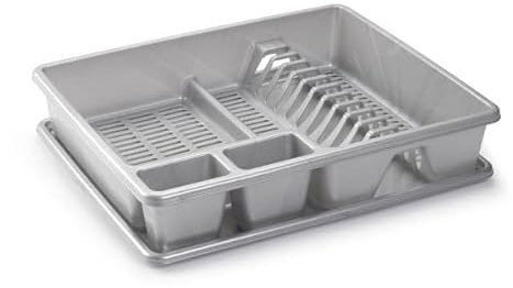 Plastic Forte 197569 Escurreplatos Rectangular con Bandeja, Plástico Polipropileno Libre de Bpa, gris, 48 x 38 x 9 cm