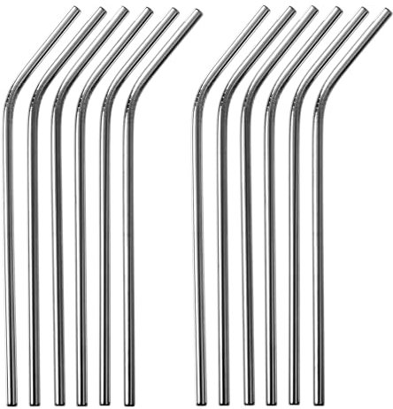 GRÄWE Cannucce ricurve, set di 12 cannucce argentate in acciaio inox, lavabili in lavastoviglie, cannuccia in metallo riutilizzabile