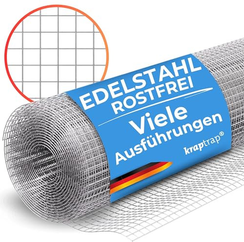 Drahtexpress Kraptrap Edelstahl Volierendraht Drahtgitter V2A - stabiler Edelstahl-Drahtzaun - anwendbar als Hasendraht-, Kaninchendraht-Gitter etc. - keine Vergiftungsgefahr (20mm x 20mm, 1m x 5m)