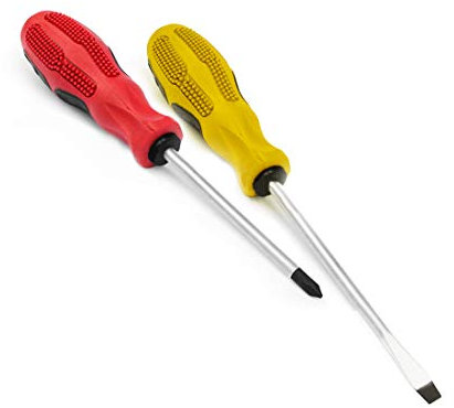 EUROXANTY Set de destornilladores | Destornilladores manuales | Con puntas imantadas | Destornillador con mango ergonómico y antideslizante | Puntas plana y estrella | SET 2 100 mm