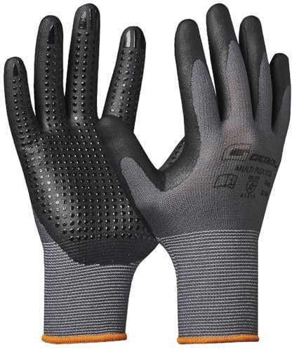 Gebol Multi Flex Eco (1 paire) - Gants de travail avec revêtement en mousse nitrile - Picots antidérapants - Travaux de montage et de précision - Sans couture - Pour homme - XXL (Taille 11)