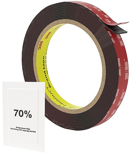 SPYDER 5952 Double Sided Mounting Tape (8mm x 3m) - Industrial Strength Waterproof Foam Adhesive - Bonds Metal, Glass, Plastic - Replaces Screws & Rivets - Gray with IPA Wipe