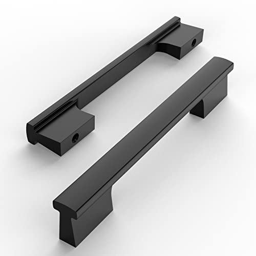 Amerdeco 10 Stück Möbelgriffe Schwarz, 128mm Lochabstand, Aluminiumlegierung Schubladengriffe & Schrankgriffe für Küchenschränke & Kleiderschränke UK0048