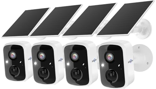 Hiseeu Solar Camera Security Outdoor, 4 Pack 100% Wireless 3K 4MP Surveillance Indoor WiFi Smart Cameras for Home Security Outside, PIR/AI Motion Detection, Waterproof, Color Night Vision, 2-Way Audio