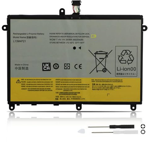 K KYUER 34Wh L13M4P21 L13L4P21 Laptop Batteri för Lenovo IdeaPad Yoga 2 11 Convertible Hybrid 2-in-1 Touchscreen Tablet 11.6 Series Model 20332 20428 Type 80CX Lithium-Polymer 4-Cell Notebook Battery
