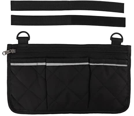 Liuyoyo Rullstolssidoficka Armstödsförvaringsväska Rullstolsväska Vattentät Polyester Multi Pocket Design Rullstolssidoficka för Utomhusmobilstol(Svart)