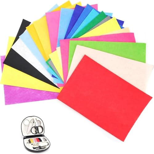 TIANLIN Fieltro para Manualidades, 20 Piezas Juego de Tamaño Mini Fieltro 20 Colores, 20 x 30 cm Tela Fieltro, Hoja Fieltro 1 mm Espesor, Fieltro de Colores para Coser para Manualidades