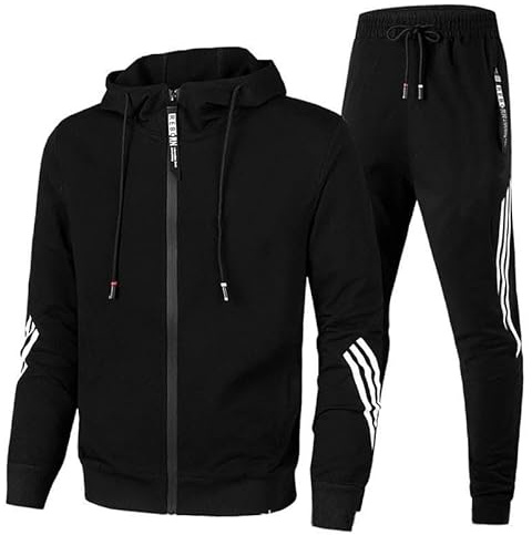 HICKMONBER Tuta Uomo Sportive con Zip e Cappuccio Autunno E Inverno Completo Due Pezzi,Completi Sportivi da Uomo Pullover Felpa con Cappuccio e Jogging Pantaloni 2 Pezzi Tute S-3XL