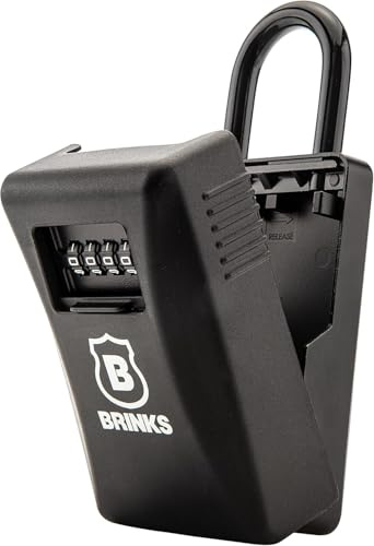 BRINKS - 79mm Outdoor Lock Box - for Indoor and Outdoor Use, Weather Resistant - 4-Dial Resettable Combination - Increased Security with Hardened Steel Shackle, Black (New Model, 1PK)