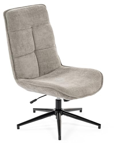 MEUBLE Cosy Sillón Giratoria Butaca de Salón Función de Inclinación para Dormitorio Silla con Asiento Grueso Respaldo sin Reposabrazos en Tela de Chenilla