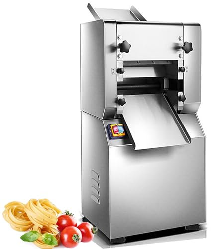 MáQuina para Hacer Masa con Rodillo EléCtrico, MáQuina para Hacer Pasta Comercial, MáQuina para Prensar Fideos para AlbóNdigas y Fideos con Cabezal de Corte de 1,5 mm/2 mm/3 mm,RoundNoodle-2mm