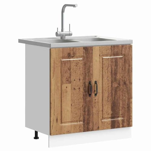 vidaXL Modernt köksdiskbänkskåp | Höj- och sänkbar, hållbart byggt, konstruerat trä, gott om förvaring, perfekt för organisering, stilig gammal finish under snygg design