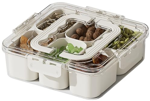 Snackle Box Charcuterie Container - Bandeja De Comida Seccionada, Caja De Servicio De Fiesta | Organizador De Frutas De Refrigerador, Contenedor De Verduras Grande, Bandeja De Almacenamiento De Alimen
