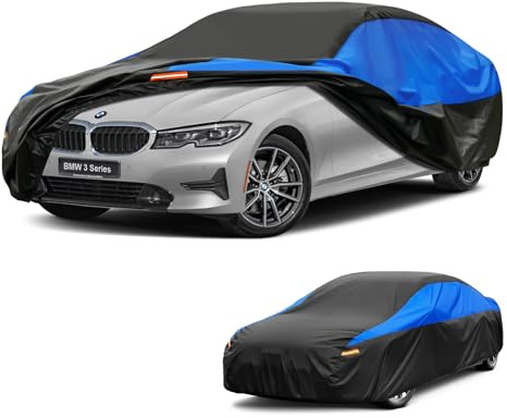 GUNHYI Cubierta de Coche Impermeable Transpirable, Funda para Coches BMW Serie 3 Serie 4 E90 F30 G20 F32 F33 F36 G22, Lona de Garaje Completo para Protección contra la Lluvia, el Sol y el Polvo.