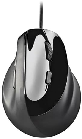Brightium Ratón ergonómico Vertical - 5 Botones, láser de 3200 dpi, diseño silencioso, Color Negro, Ideal para Uso prolongado.