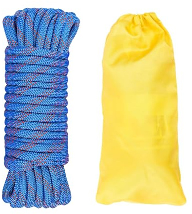 Gangying 30m Statisk Klätterrep 10mm Hög Draghållfasthet och Slitstark | Nylon, UV-Beständig, Blå, för Bergsbestigning, Räddning, Utomhusaktiviteter, Paddling, Fallskärmsrep, Vandring & Camping