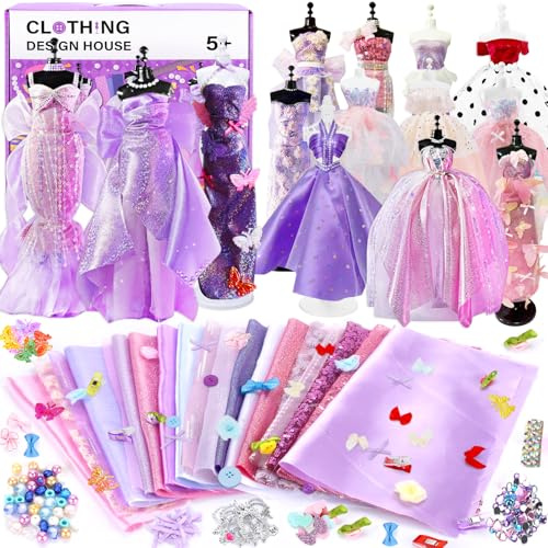 BBWELL Fashion Design Kit,1200+Pcs Création de Mode Couture Enfants,Kit de Création de Mode pour Filles Fashion Designer Enfant avec Mannequin Couture Kits pour Cadeau Fille 6-12+Ans