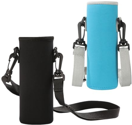 EIHI 2 Piezas Bolso Térmico Portátil de Neopreno para Botella de Agua para Mantener Tus Bebidas, Para Deportes, Viajes, Negro + azul, 1500ml