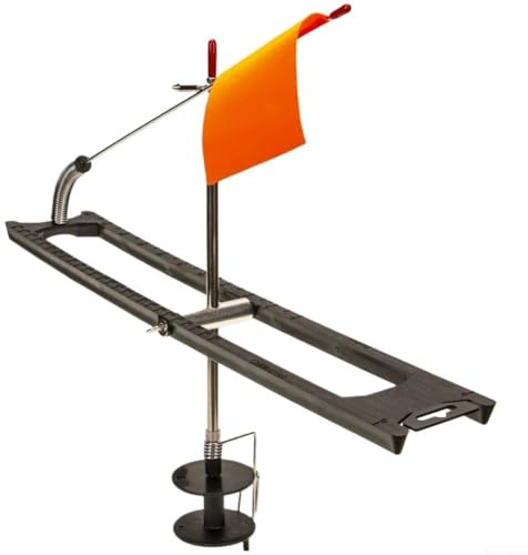 Canna da pesca sul ghiaccio, piattaforma di pesca invernale automatica in acciaio inox con bandiera portatile nera