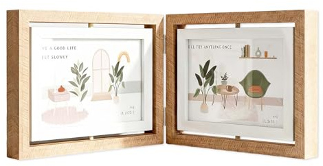 Amexo Marcos de Fotos Doble Madera, 10 x 15 cm Marco de Fotos Giratorio Adornos Fotográficos Giratorio Marco para Retrato Varias 4 Fotos 360°Decoración Madera para Boda Hogar Regalo la Vacaciones