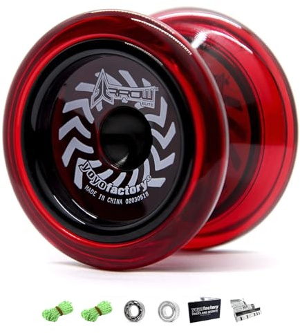 YOYO FACTORY Arrow Yo-Yo - Rosso (dal Principiante al Professionista, Cuscinetto a Sfera, Corda e Istruzioni Incluse)