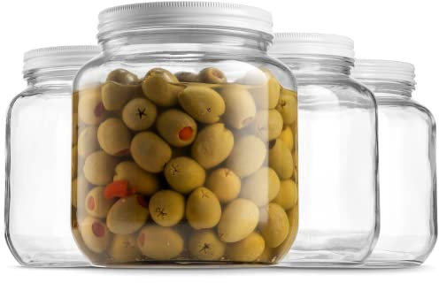 Paksh Novelty Wide Mouth Glass Mason Jar 64 Oz - 4 Pack - Wide Mouth, Airtight Lid, USDA Approved BPA-Free Dishwasher Safe Canning Jar for Fermenting, Sun Tea, Kombucha, Dry Food Storage, Clear