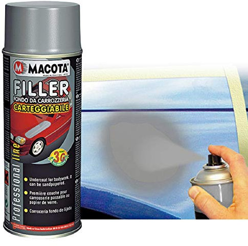 TRS® MACOTA FILLER FONDO RIEMPITIVO DA CARROZZERIA 1K BIANCO 400 ML VERNICE SPRAY MONOCOMPONENTE CARTEGGIABILE AUTO MOTO CAMPER PROFESSIONALE CARROZZIERE