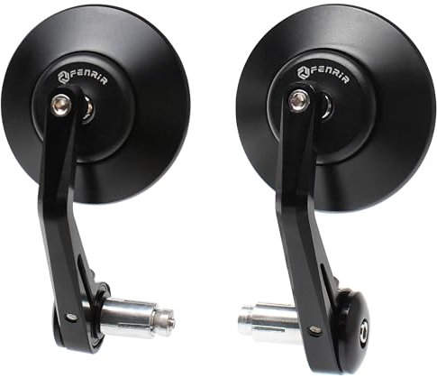 FENRIR (No EMARK Version) CNC Forged Aluminum Alloy Motorcycle Round Motorcycle Bar End Mirrors Handlebar Mirror Anti-glare Vibration-reducing design Curved lenses For Sport Street Cruiser Scooter