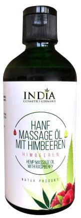 India Cosmetics Germany Haut & Massageöl mit Hanfsamenöl-Extrakt. Bio Premium Qualität! Mit Himbeeröl, das Ihre Sinne stimuliert.