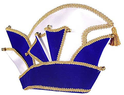 PAPSTAR NEU Hut Komiteemütze Prinzenmütze Samt, Deluxe, blau-Gold, KW 61
