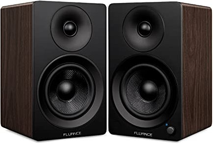 Fluance Ai61 Powered 2-Way 2.0 Stereo Bookshelf Speakers with 6.5 Drivers, 120W Amplifier for Turntable, TV, PC and Bluetooth 5 Wireless Music Streaming - RCA, Optical, USB & Sub Out (Natural Walnut)
