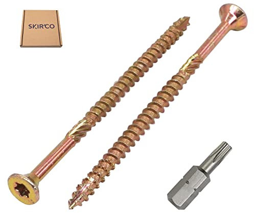 SKIR'CO Lot de 100 vis à bois universelles en acier zingué Tête fraisée Torx Type 17 Vis à panneaux d'aggloméré 4,0 x 70 mm Jaune