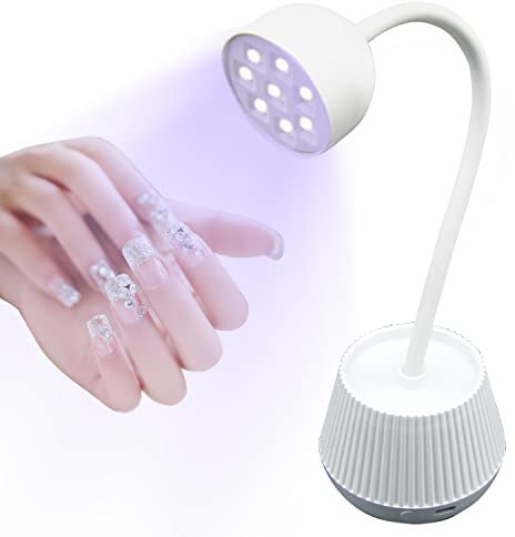 Amlope Lampe UV Sèche Ongles, 24W 8 Lumières Lampe LED UV Perlée Type-C USB Séchoir à Ongles Pliable Lampe à Ongles Pliable, Convient à Tous les Vernis à Ongles en Gel (Blanc)