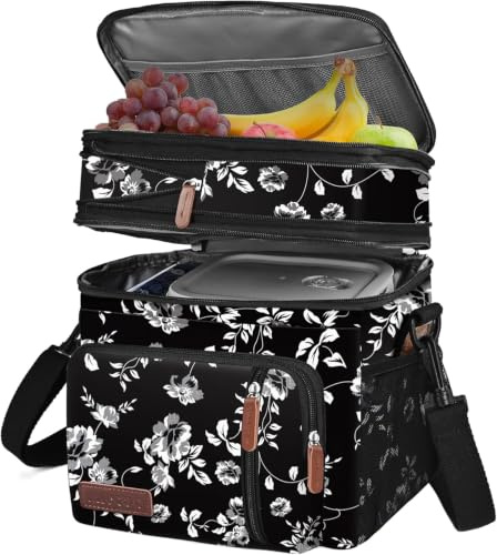 MIYCOO Borsa Termica Porta Pranzo, Borsa Frigo 15 Litri, Borsa Doppio Scomparto Pranzo Grande, Borsa Termica per Alimenti Caldi e Freddi da Viaggio per Uomo Donna Picnic/Barbecue/Campeggio/Viaggio