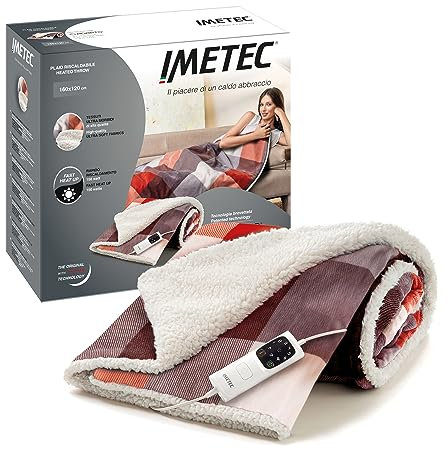 Imetec Adapto Tartan Festival Heizdecke, 160x120 cm Wärmedecke, aus weichem Gewebe, geringer Verbrauch, Adapto-Technologie, sicher, schnelles Aufheizen, 6 Temperaturen, waschbar