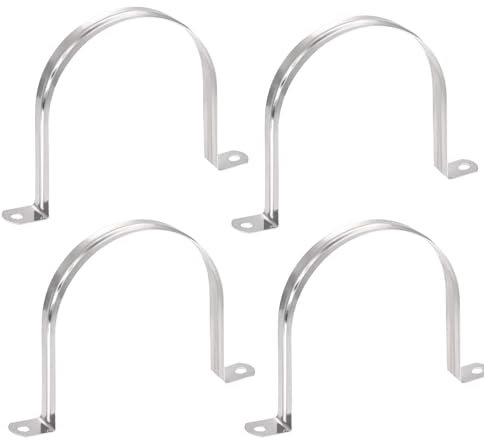 TOP-VIGOR Lot de 4 sangles de tuyau rigides de 100 mm, clips de fixation en U à 2 trous, sangle de tube en acier inoxydable 201, pince de serrage pour fixation de tuyau