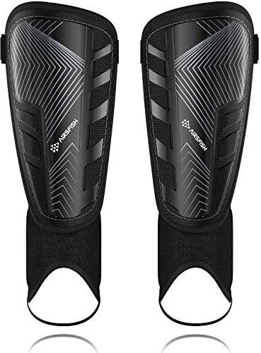 Airsfish Schienbeinschoner für Kinder Fußball - Zertifiziert Mit Knöchelschutz, Verstellbaren Riemen - Fußballausrüstung für Jungen und Mädchen, Hochfest