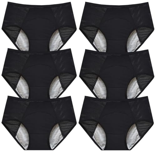 Lohhbve Ropa Interior Menstrual,Ropa Interior Suave y Transpirable,Pantalones menstruales a Prueba de Fugas 6 Piezas