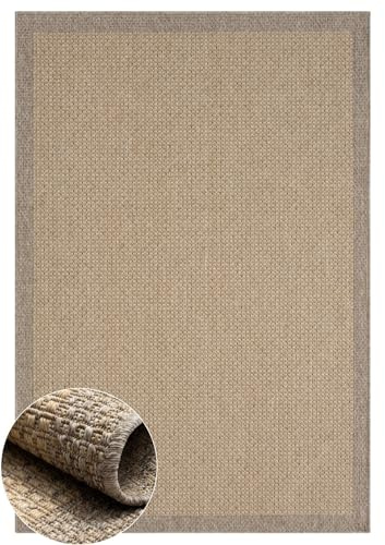 MY-RUG Outdoor Teppich wetterfest 160 x 230 UV beständig & rutschfest für Garten Terrasse Balkon Küche & Wohnzimmer kurzflor waschbarer Wohnzimmerteppich Gartenteppich Balkonteppich Läufer Fiona