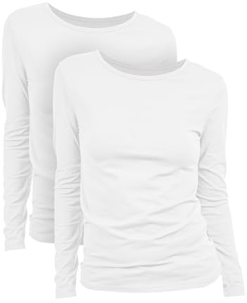 Basic Treasure 2 T-Shirt Donna Manica Lunga, 95% Cotone, Bianco, S