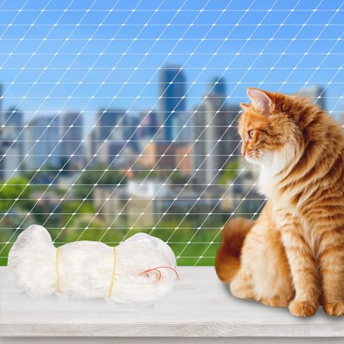 Katzen Balkonnetze, Katzennetz für Balkon, 3 x 8m Katzen Netz, Katzennetz Transparent, Katzenschutznetz für Katzen zur Sicherung von Balkon, Terrassen, Fenstern, Balkonnetze und Fenstern für Katzen