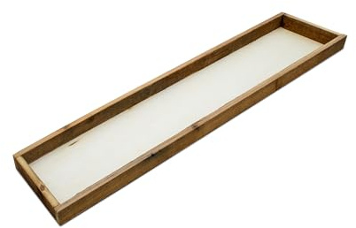 Vassoio decorativo in legno rettangolare – 80 x 18 cm – Vassoio per candele con bordo rustico – Vassoio per candele dell'Avvento