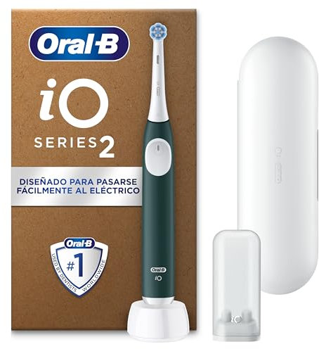 Oral-B iO 2 Brosse A Dents Electrique Vert Forêt Pour Adultes, 3 Modes De Nettoyage, Doux Pour Les Gencives, Brossage Souple, Accessoires, Brossette Oral B De Rechange, Chargeur, Etui De Voyage