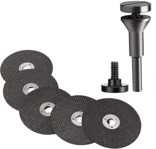 3-Inch Cutting Wheel & 1/4-Inch Mandrel Kit for Die Grinder, Metal Cutting Discs with Rotary Tool Drill Attachment, Die Grinder Accessories for Metalworking (Black,5Pcs)