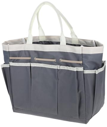 HOMSFOU Large Capacity Oxford Fabric Gardening Tool Organizer Tote Bag with Multiple Compartments and Convenient Handle for Home Storage and Outdoor Activities Dark Gray