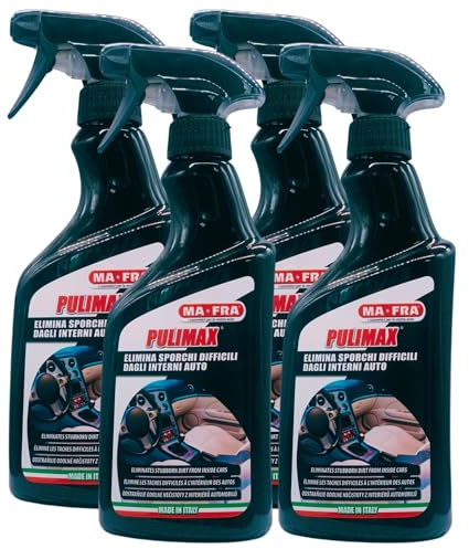 FEI FAN Detergente Spray per Pulizia Interni Auto PULIMAX, Elimina Lo Sporco Difficile. Agisce su Plastica, Sedili in Skai e Tutte Le Superfici Lavabili all'Interno Dell'Auto 500ml (4 Spray)